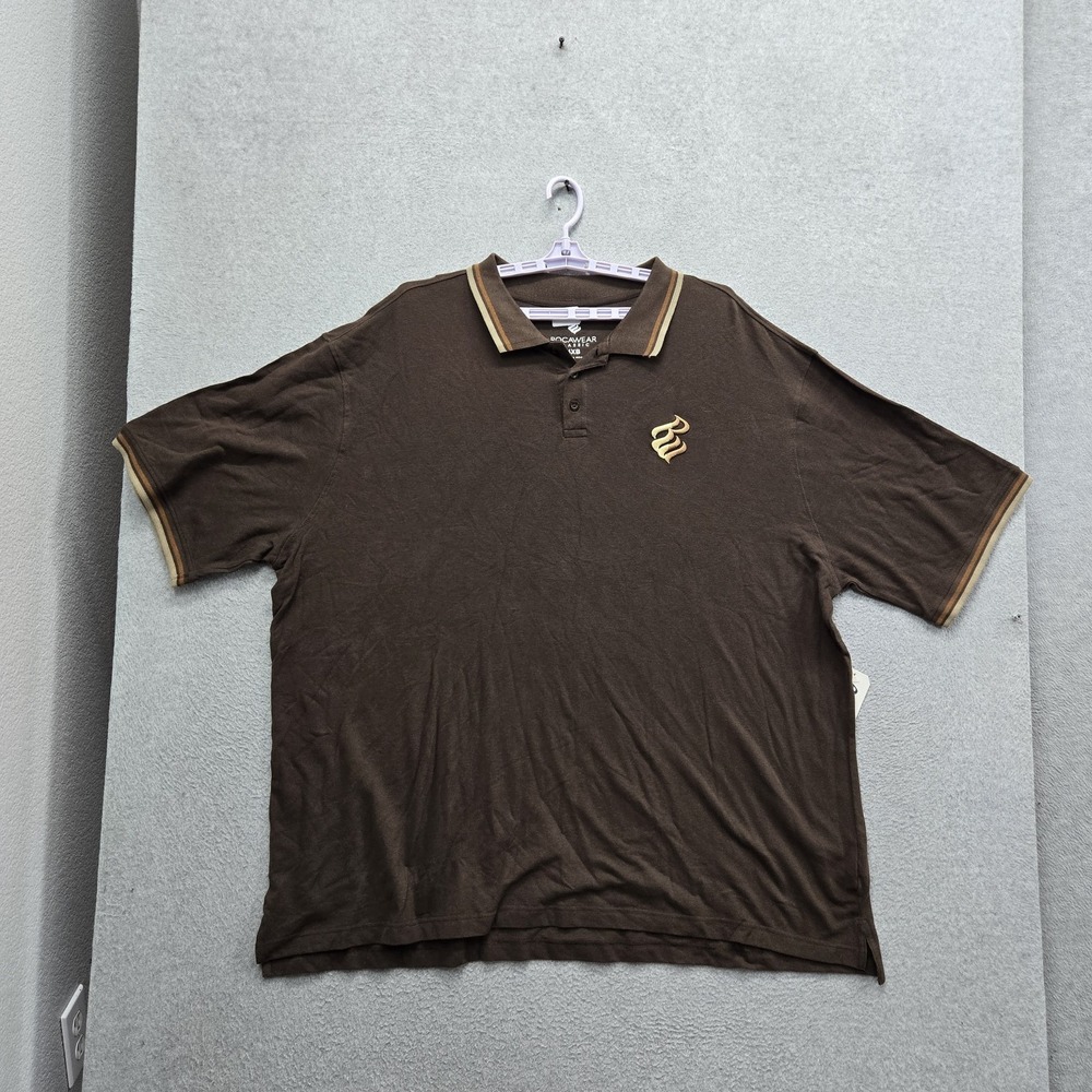 Rocawear Men Polo 4XB Brown Embroidered Logo Button Classic Short Sleeve